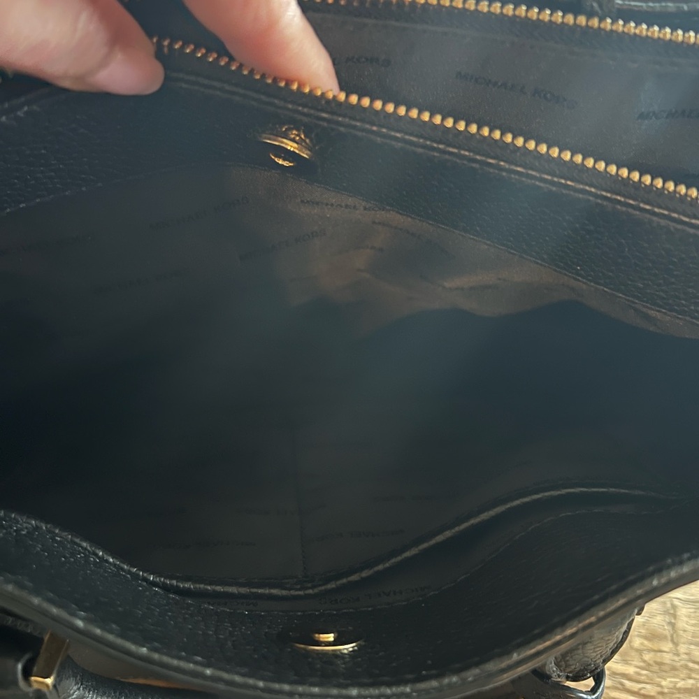 Michael Kors Haley Black Pebbled Leather Satchel with Gold Hardware - Picture 7 of 16